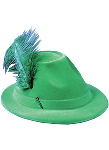 Hat Alpine Grn W/Feather For All