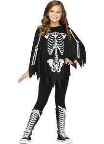 Skeleton Black And White Poncho For Children - 20122