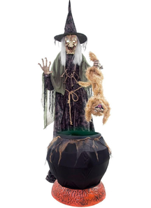 Cauldron Cat Halloween Prop