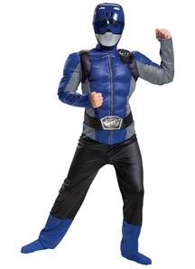 Boys Blue Ranger Costume with muscles - Power Rangers