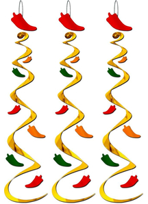 Chili Pepper Whirls. Fiesta Decorations.