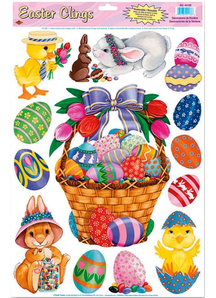 Easter Basket Friends Clings. Easter Decoration.