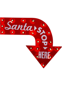 Santa Stop Here Sign. Holiday Decorations.