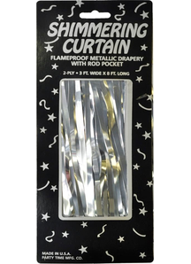 Silver Shimmering Curtains. Walls, Doors, Windows Decorations.