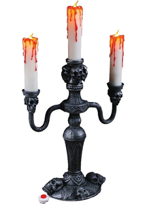Three Candles Candelabra. Halloween Table Decoration.