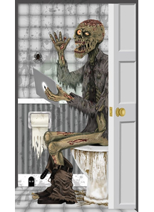 Zombie In The Toilet Door Cover. Walls, Doors, Windows  Halloween Decorations.