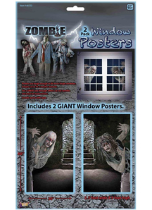 Zombie Window Clings. Walls, Doors, Windows Decorations.