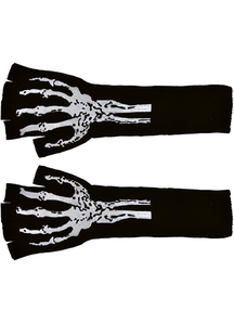 Gloves Long Fingerless W Skel