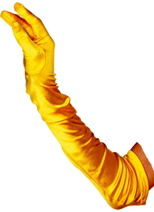 Gloves Satin Long Yellow Adult