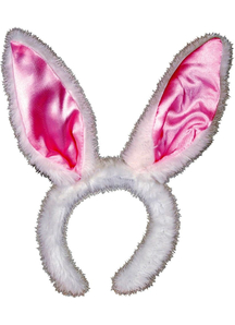 Bunny Ears White W Pink Satin