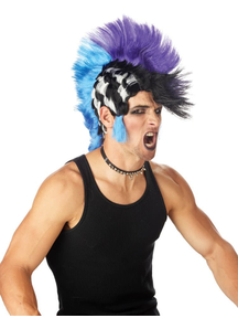 Checkered Mohawk Wig For Adults