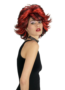 Choppy Red Black Wig For Women