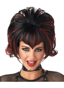 Goth Flip Black Burgundy Wig For Halloween
