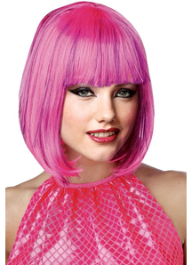 Pink Shimmering Bob Wig For Women