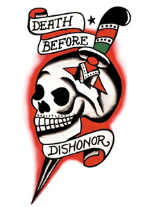 Tattoo Vintage Death Before Dishonor  Skull
