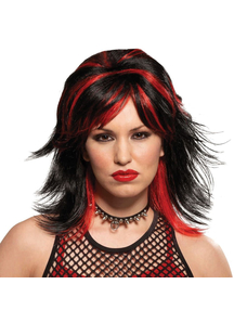 Wig For Rocker Unisex Black/Red