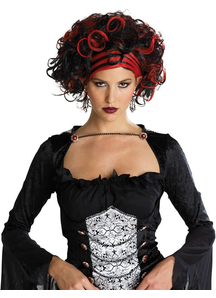 Wig For Wicked Widow Black/Red