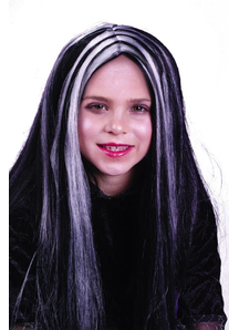 Black White Streaks Wig For Children
