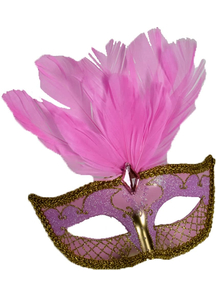 Carnival Mask Accent Pk/Gd For Masquerade