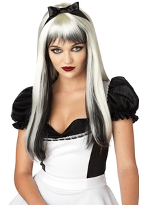 Enchanted Tresses Black White Wig For Adults