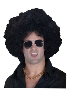 High Afro Black Wig For Adults
