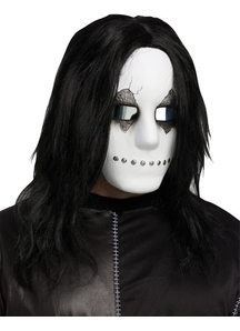 Industrial Mask W/Hair Blk/Wht For Halloween