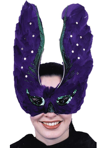 Mask Feather Purpl With Sequin For Adults