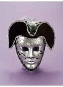 Masquerade Venetian Mask Silver & Black