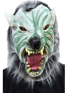 Silver Wolf With Hair Mask For Halloween