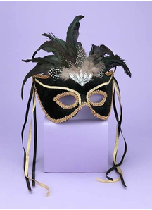 Venetian Couple Mask Bk/Gd For Adults