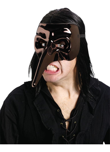 Venetian Raven Mask Chrome Bk For Masquerade