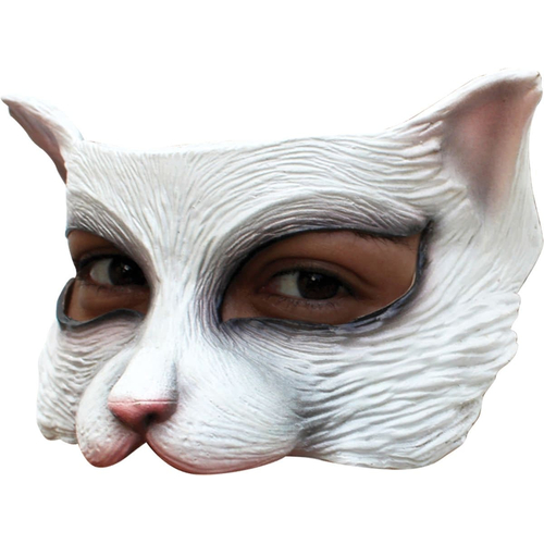 Kitty White Latex Half Mask For Adults