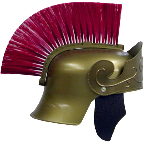 Roman Helmet Gold W Red Brush For Adults