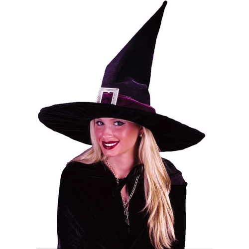 Witch Hat Blk Pleated Velour For All