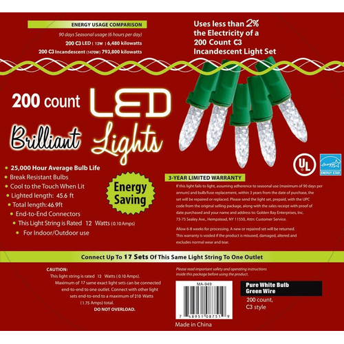 Holiday Lights 200 L C 3 Pure White