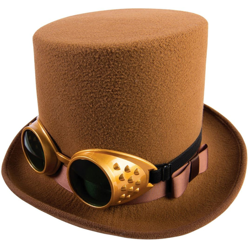 Steampunk Style Brown Hat With Goggles