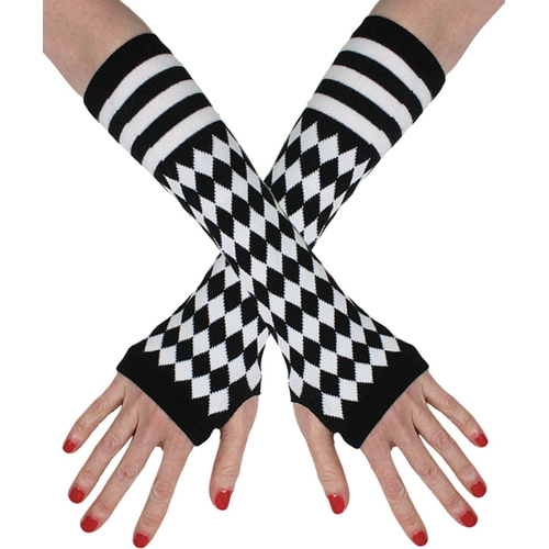 Fingerless Gloves Black White