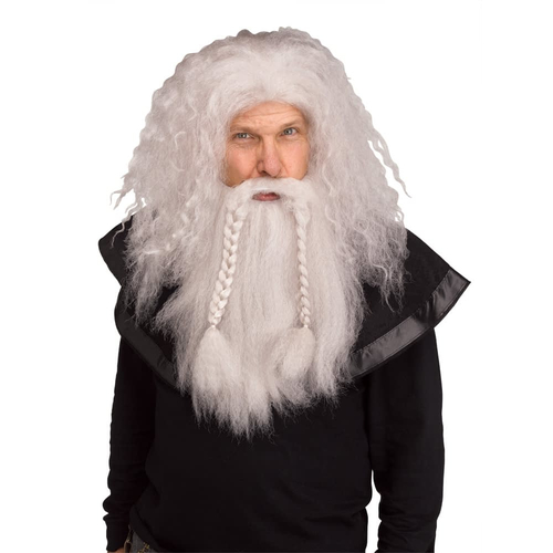 Viking Wig & Beard Grey