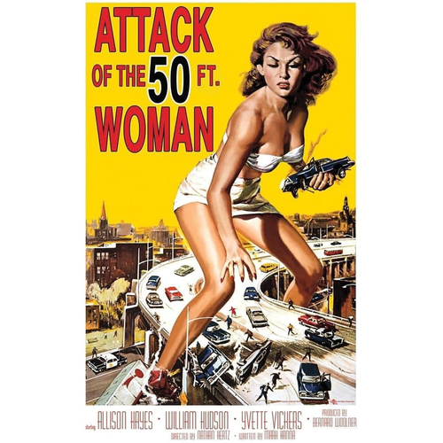 50 Ft Woman Movie Poster Cling. Walls, Doors, Windows Decorations.
