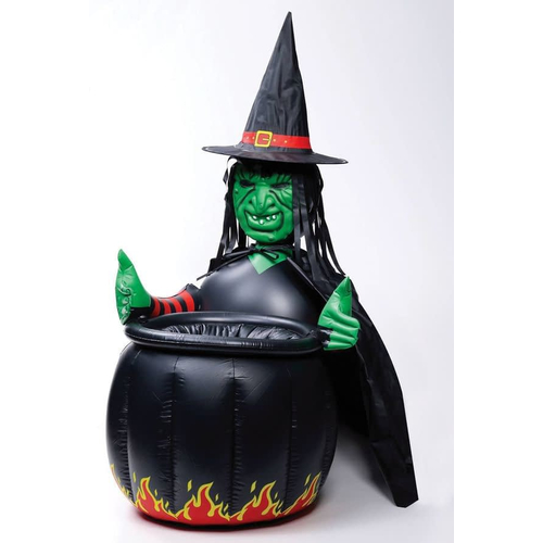 Airblown Witch With Cauldron.