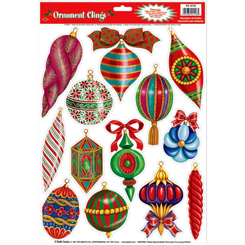 Christmas Ornament Clings. Christmas Decorations.
