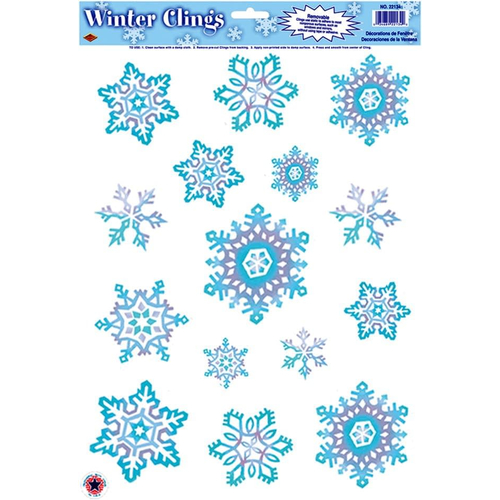 Cristal Snowflake Clings. Christmas Decorations.