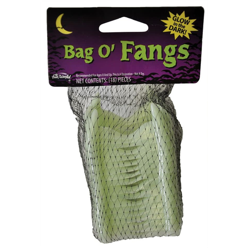 Glowing Fangs In A Mesh Bag