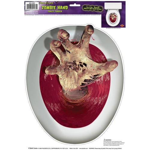 Hand Toilet Topper Peel. Halloween Decoration.