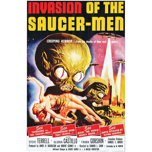 Invasion Of Saucer Men Poster. Walls, Doors, Windows Decorations.