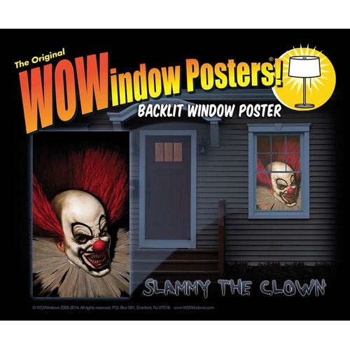 Slammy The Clown Window Poster. Walls, Doors, Windows Decorations.