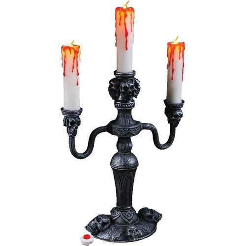 Three Candles Candelabra. Halloween Table Decoration.