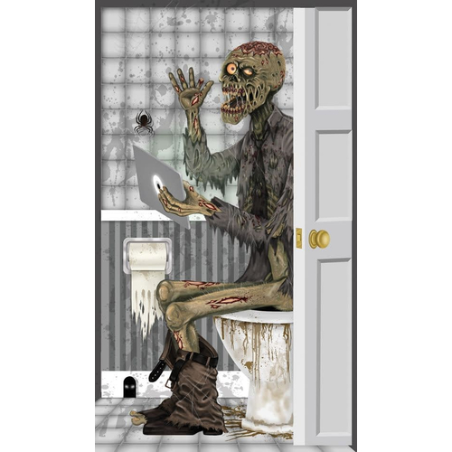 Zombie In The Toilet Door Cover. Walls, Doors, Windows  Halloween Decorations.