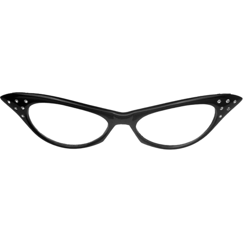 Glasses 50'S Rhinestone Bk Clr