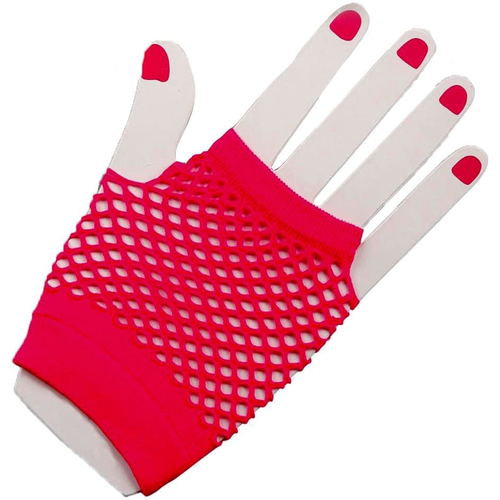 Gloves Fingerless Fishnet Pink